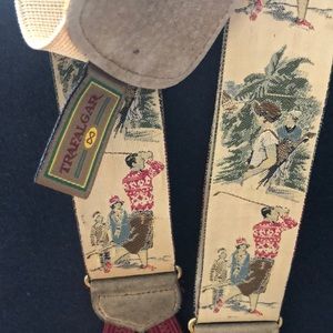 Trafalgar Vintage Golf Theme Men’s Suspenders with Leather Tabs